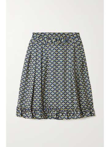 PACO RABANNE Ruffled printed crepe de chine skirt
