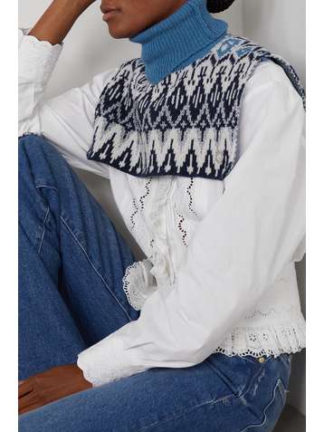 PACO RABANNE Metallic Fair Isle wool bib