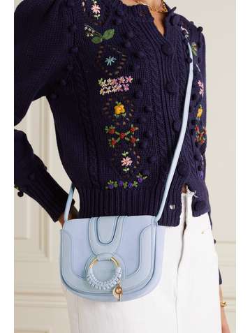 SEE BY CHLOÉ Hana mini textured-leather and suede shoulder bag