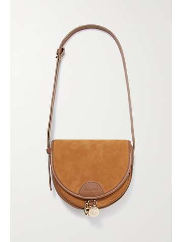 SEE BY CHLOÉ Mara small chain-embellished leather-trimmed suede shoulder bag