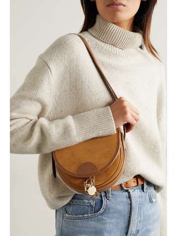 SEE BY CHLOÉ Mara small chain-embellished leather-trimmed suede shoulder bag