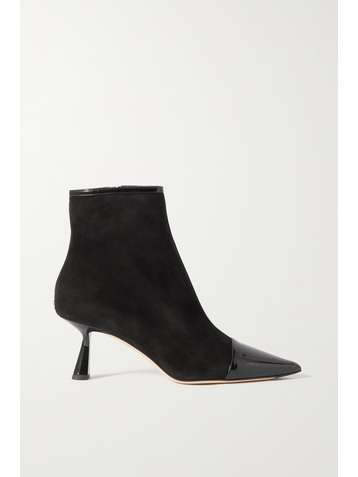 JIMMY CHOO Kix 65 patent leather-trimmed suede ankle boots