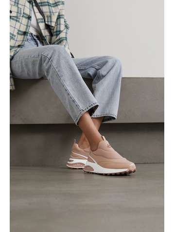 JIMMY CHOO Memphis nylon and leather slip-on sneakers