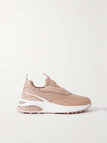 JIMMY CHOO Memphis nylon and leather slip-on sneakers