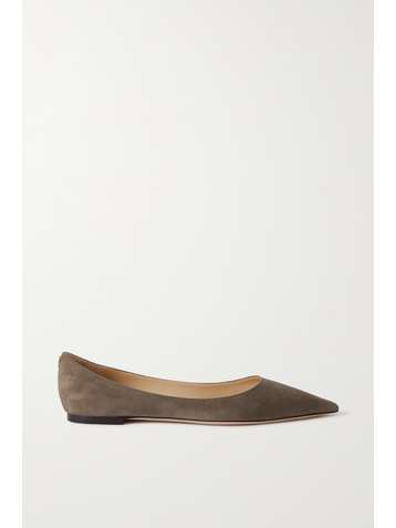 JIMMY CHOO Love suede point-toe flats