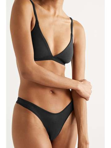 SKIMS Cotton Collection 2.0 cotton-blend jersey bralette - Soot