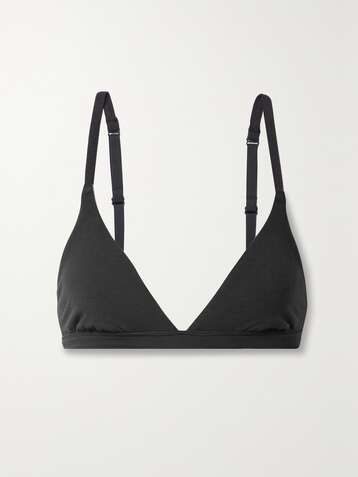 SKIMS Cotton Collection 2.0 cotton-blend jersey bralette - Soot