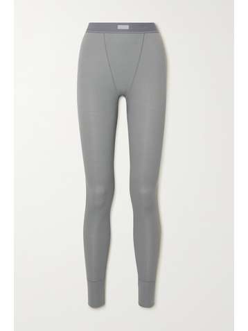 SKIMS Cotton Collection ribbed cotton-blend jersey leggings - Pacific