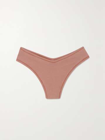 SKIMS Cotton Collection 2.0 cotton-blend jersey thong - Rose Clay