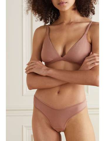 SKIMS Cotton Collection 2.0 cotton-blend jersey thong - Rose Clay