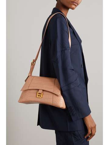 BALENCIAGA Hourglass medium croc-effect leather tote