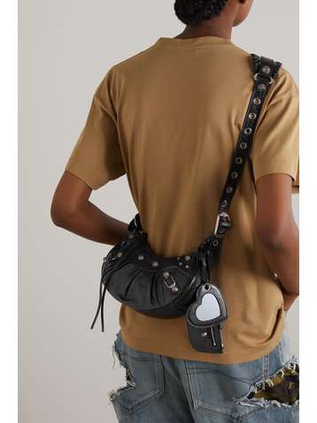 BALENCIAGA Cagole XS studded textured-leather shoulder bag