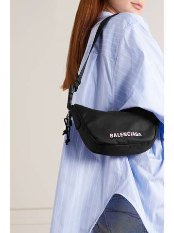 BALENCIAGA Wheel Sling embroidered shell shoulder bag