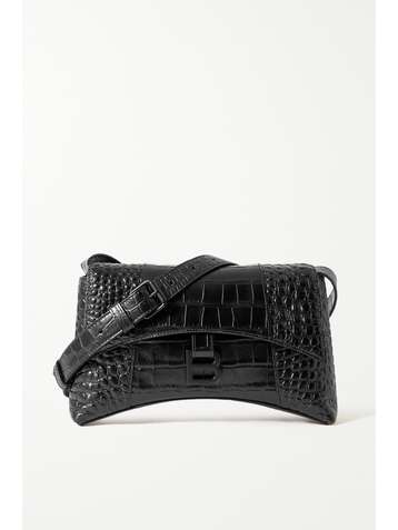 BALENCIAGA Hourglass XS croc-effect leather shoulder bag