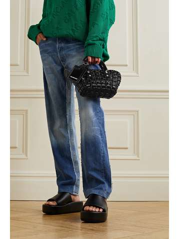 BALENCIAGA Bistro Basket small woven patent-leather tote