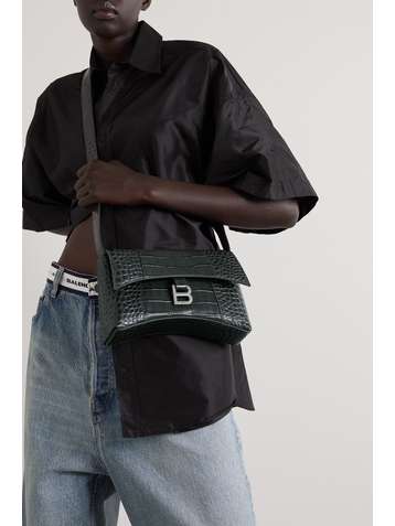 BALENCIAGA Hourglass XS Tote aus Leder mit Krokodileffekt