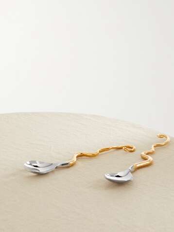 L'OBJET + Haas Brothers Twisted Horn gold-plated stainless steel serving set