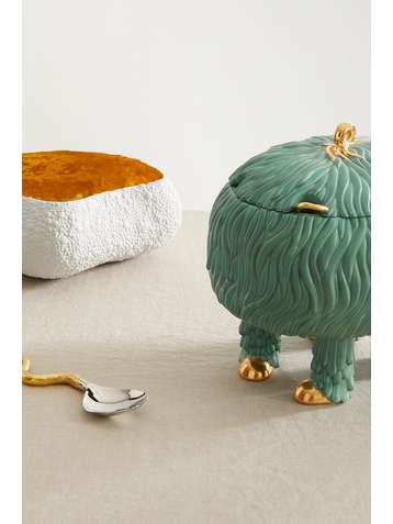 L'OBJET + Haas Brothers Fox Salad Monster 33cm gold-plated earthenware serving bowl set