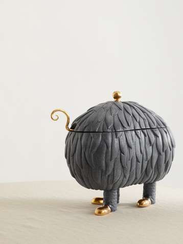 L'OBJET + Haas Brothers Lukas Soup Monster 33cm gold-plated earthenware tureen set