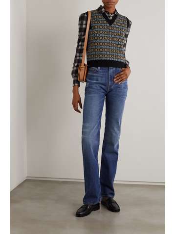 SAINT LAURENT Pull sans manches en laine intarsia