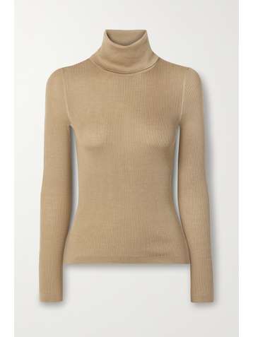 SAINT LAURENT Gerippter Rollkragenpullover aus einer Mischung aus Wolle, Kaschmir und Seide