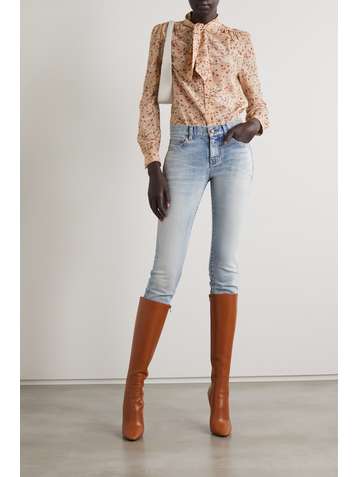 SAINT LAURENT Schluppenbluse aus Seide mit Blumenprint