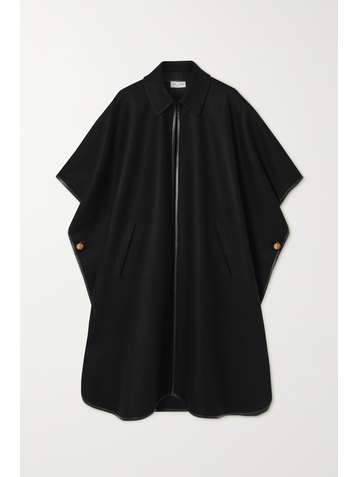 SAINT LAURENT Cape aus Filz aus einer Kaschmir-Wollmischung mit Lederbesätzen