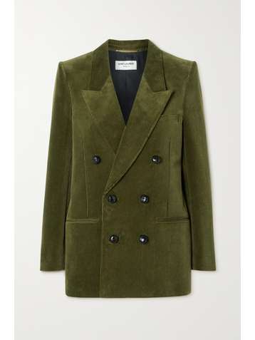 SAINT LAURENT Double-breasted cotton-corduroy blazer