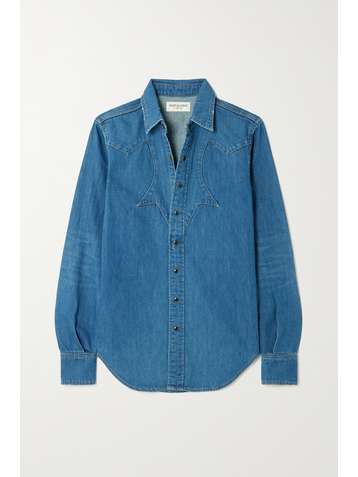 SAINT LAURENT Jeanshemd im Western-Stil
