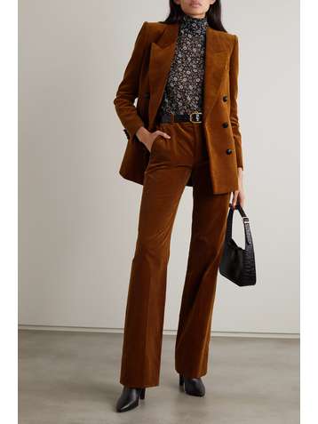 SAINT LAURENT Oberteil aus geblümtem Seidenchiffon mit Stehkragen