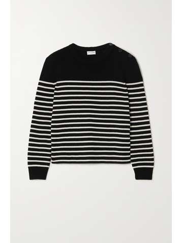 SAINT LAURENT Pullover aus einer Baumwoll-Wollmischung mit Streifen und Zierknöpfen