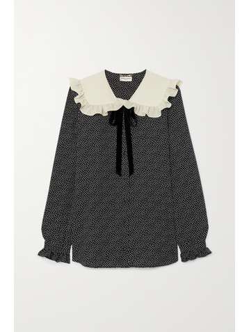 SAINT LAURENT Bluse aus Crêpe de Chine aus Seide mit Punkten und Rüschen
