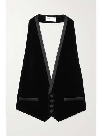 SAINT LAURENT Weste aus Samt mit Besätzen aus Twill