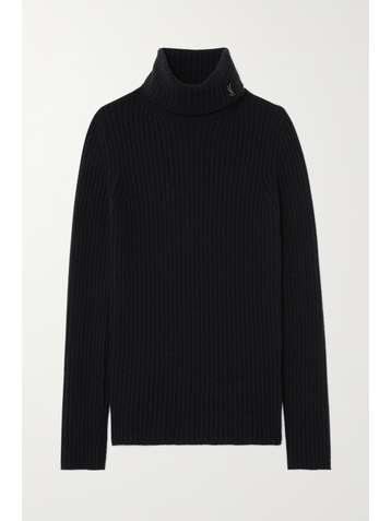 SAINT LAURENT Rippstrickpullover aus einer Woll-Kaschmirmischung mit Rollkragen