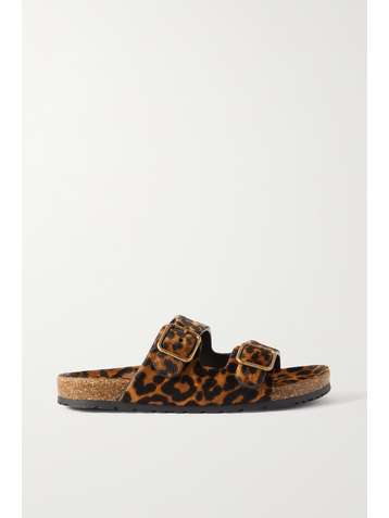 SAINT LAURENT Sandales en façon poulain à imprimé léopard Jimmy