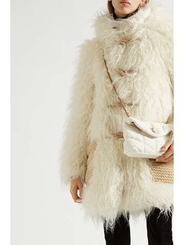 SAINT LAURENT Manteau à capuche en mohair mélangé