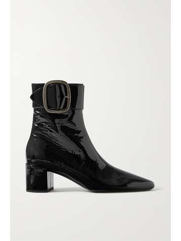 SAINT LAURENT Bottines en cuir verni à boucle Joplin