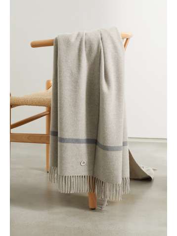 LORO PIANA Fringed cashmere blanket