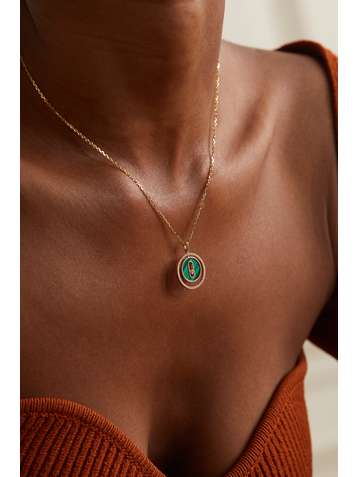 MESSIKA Lucky Move 18-karat gold, malachite and diamond necklace