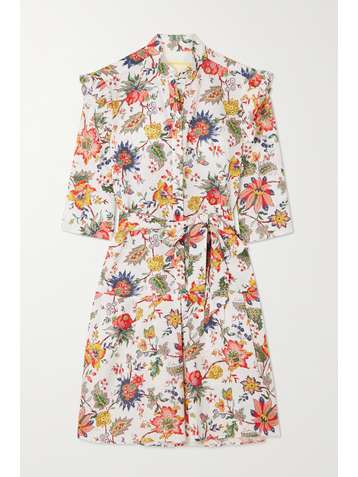 ERDEM Mini-robe en lin et coton mélangés à imprimé fleuri Hvar