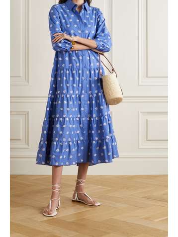ERDEM Robe-chemise midi en coton mélangé à broderies Patmos