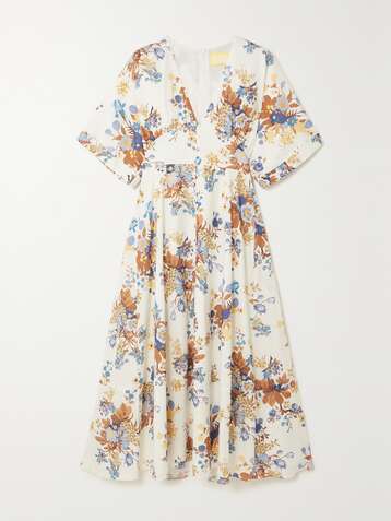 ERDEM Ischia floral-print linen and cotton-blend midi dress