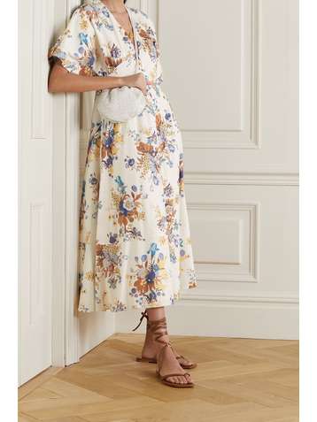 ERDEM Ischia floral-print linen and cotton-blend midi dress
