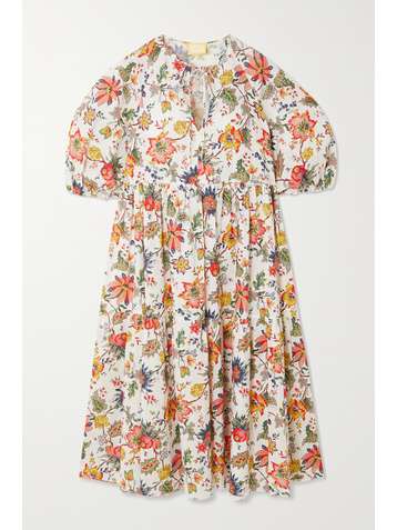 ERDEM Positano floral-print linen and cotton-blend midi dress