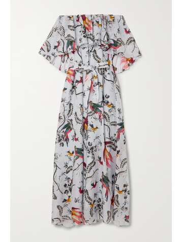 ERDEM Robe longue en voile de coton et de soie mélangés imprimé Algarve