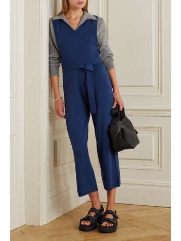 ALEX MILL Ollie cropped belted wool and cotton-blend jumpsuit