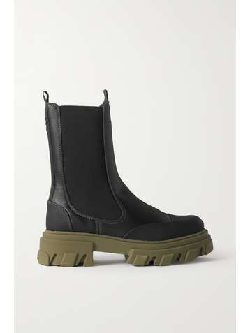 GANNI Rubber-trimmed leather Chelsea boots