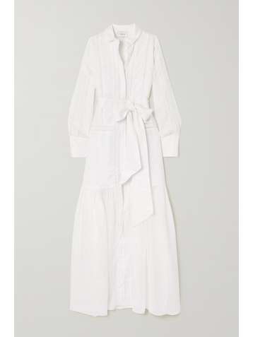 JOSLIN + NET SUSTAIN Melissa belted crochet-trimmed linen and ramie maxi shirt dress