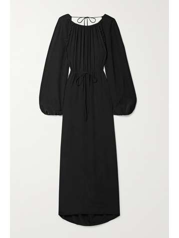 JOSLIN + NET SUSTAIN Lois open-back crochet-trimmed silk-crepe maxi dress