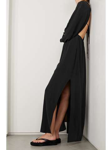 JOSLIN + NET SUSTAIN Lois open-back crochet-trimmed silk-crepe maxi dress